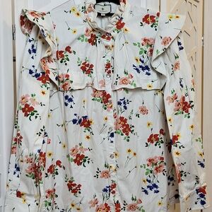Tuckernuck Multicolor Floral Ruffle Blouse
